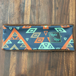
                  
                    Mint and rust tribal print on Blue
                  
                