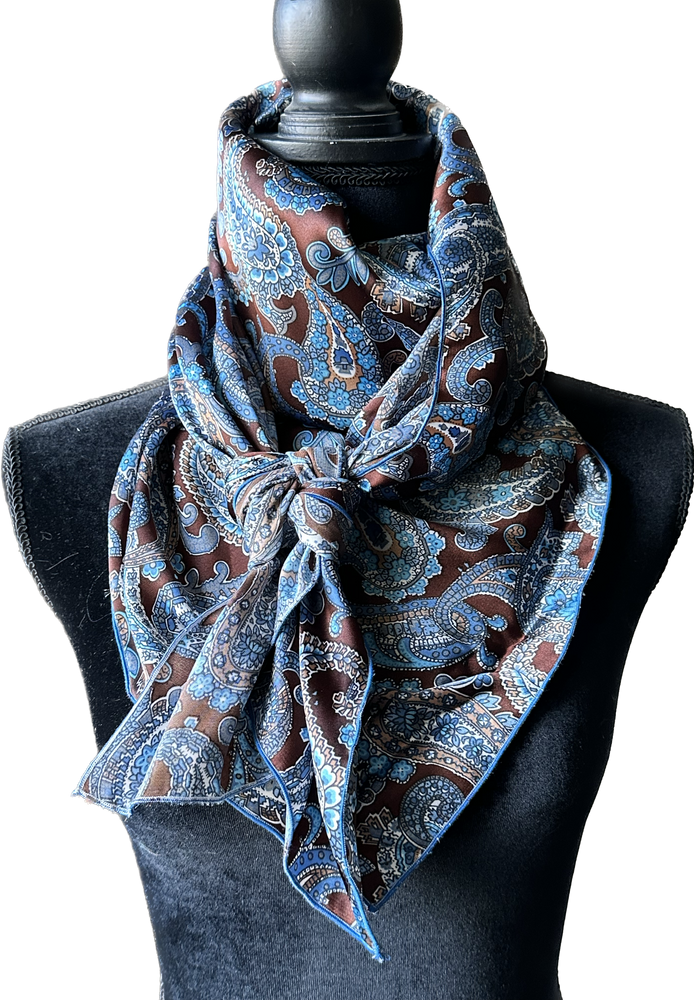 Blue paisley on Brown