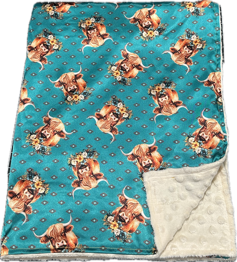 Floral Highlanders on Turquoise