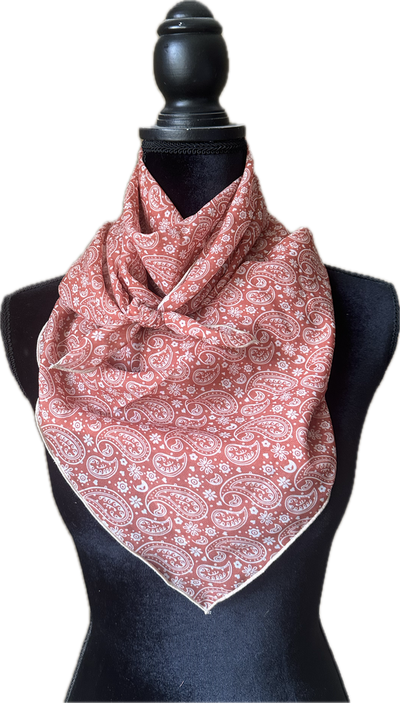 White Paisley on Orange Chiffon 36”