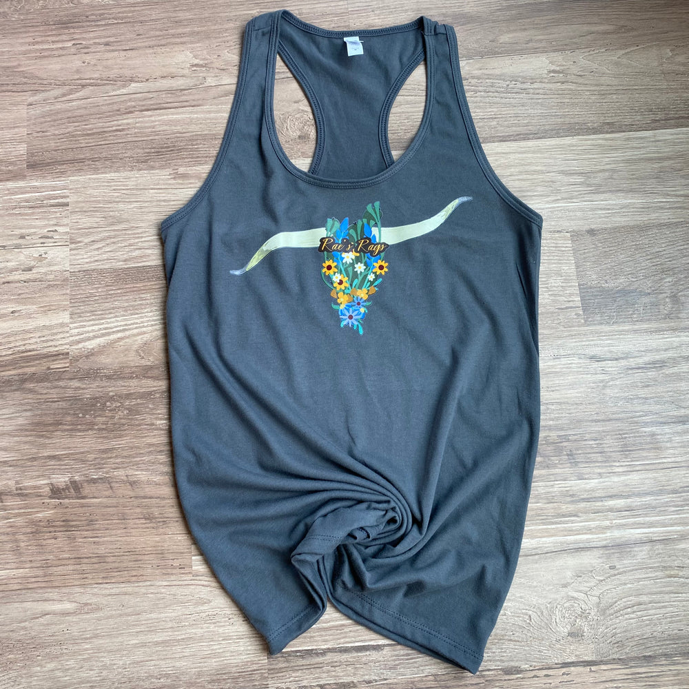
                  
                    Tank Top with Floral Skull Logo
                  
                